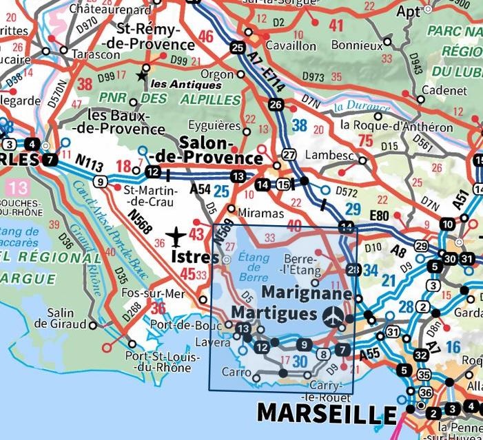 Carte IGN etang berre istres marignane martigues 3144OT série Top 25