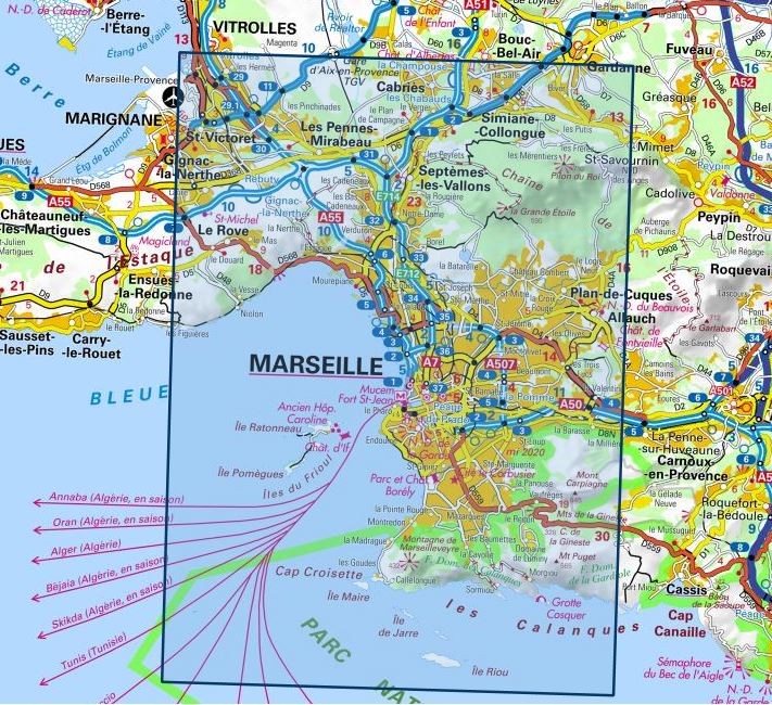 Carte IGN marseille les calanques 3145ET série Top 25