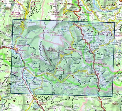 Carte IGN glandasse col croix haute parc vercors 3237OT série Top 25