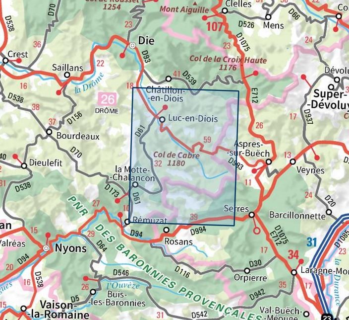 Carte IGN luc en diois valdrome col de cabre 3238OT série Top 25