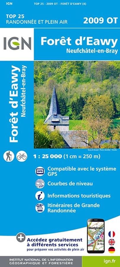 Carte IGN foret eawy neufchatel en bray 2009OT série Top 25