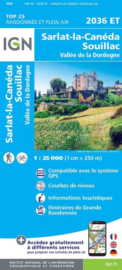 Carte IGN sarlat souillac 2036ET série Top 25