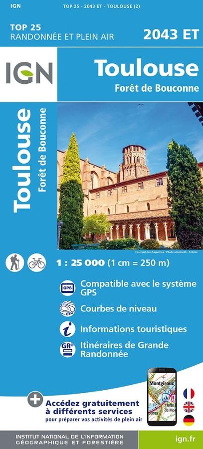 Carte IGN toulouse foret de bouconne 2043ET série Top 25