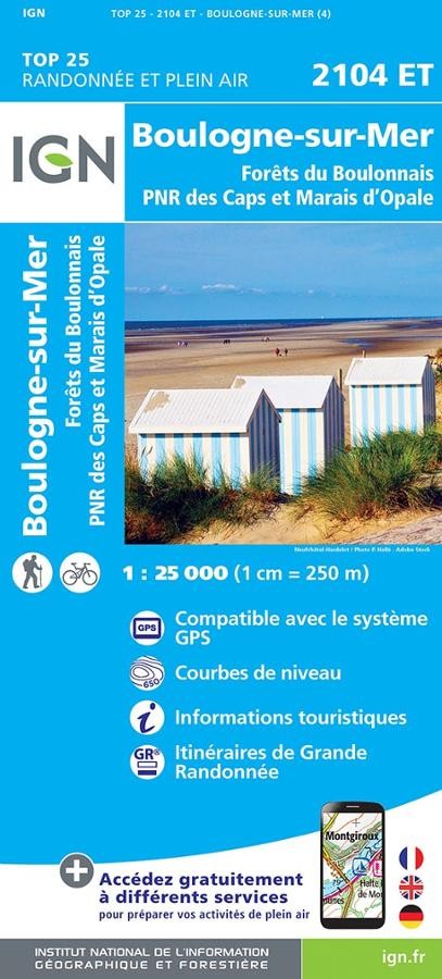 Carte IGN boulogne sur mer 2104ET série Top 25