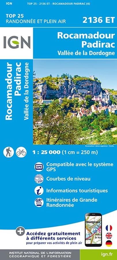 Carte IGN rocamandour padirac vallee dordogne 2136ET série Top 25