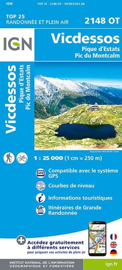 Carte IGN vicdessos pic estats montcalm 2148OT série Top 25