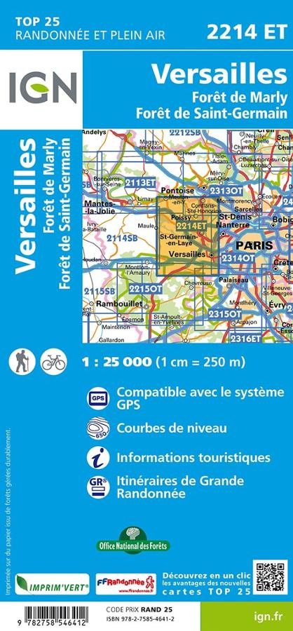 Carte IGN versailles foret marly foret saint germain 224ET série Top 25