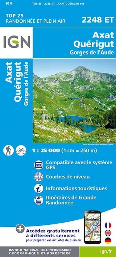 Carte IGN axat querigut gorges audes 2248ET série Top 25