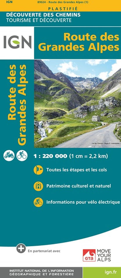 Carte randonnée chemin de Route des Grandes Alpes IGN