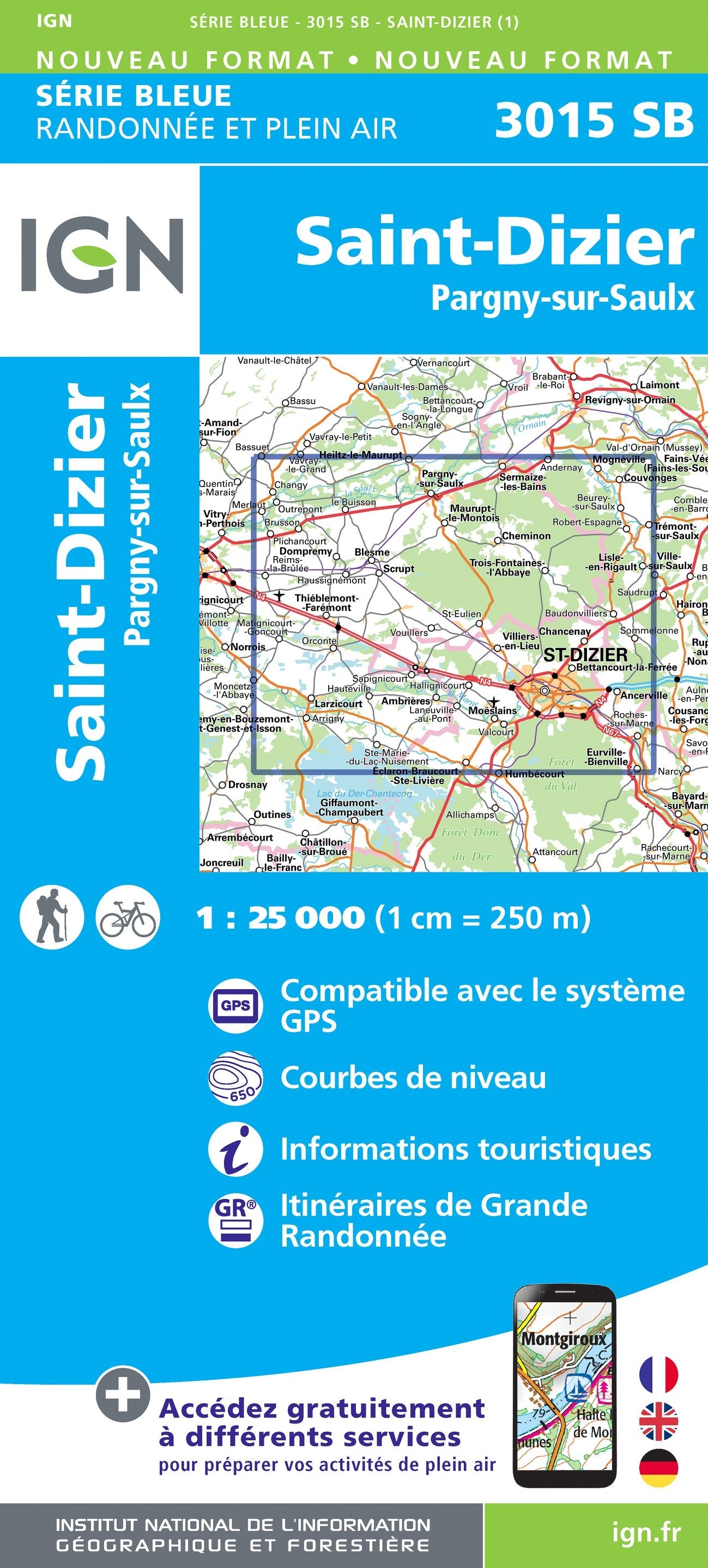 Carte randonnée St-Dizier/Pargny-sur-Saulx | série Bleue IGN