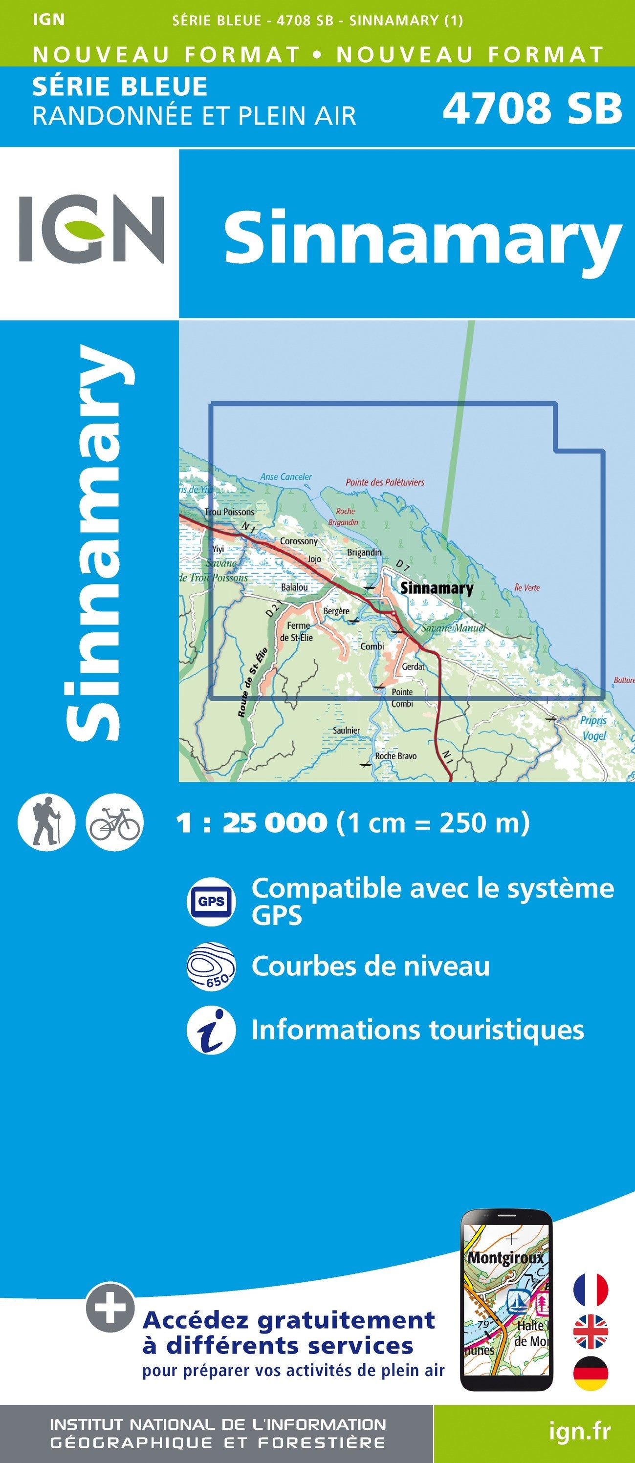 Carte randonnée Sinnamary (Guyane) | série Bleue IGN