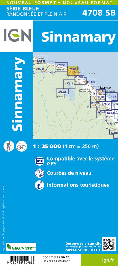 Carte randonnée Sinnamary (Guyane) | série Bleue IGN