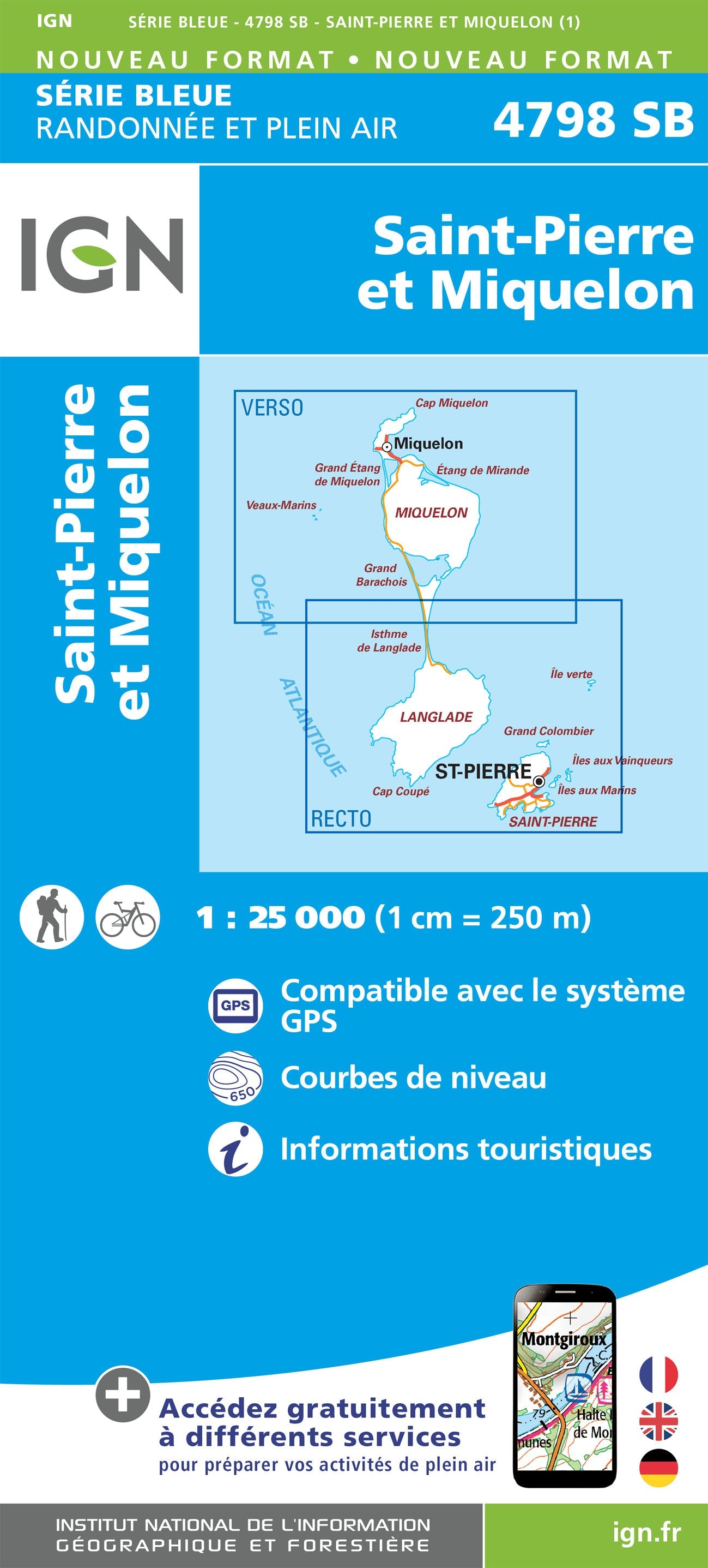 Carte randonnée Saint-Pierre et Miquelon | série Bleue IGN