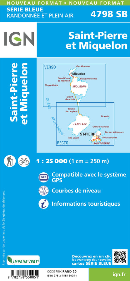 Carte randonnée Saint-Pierre et Miquelon | série Bleue IGN