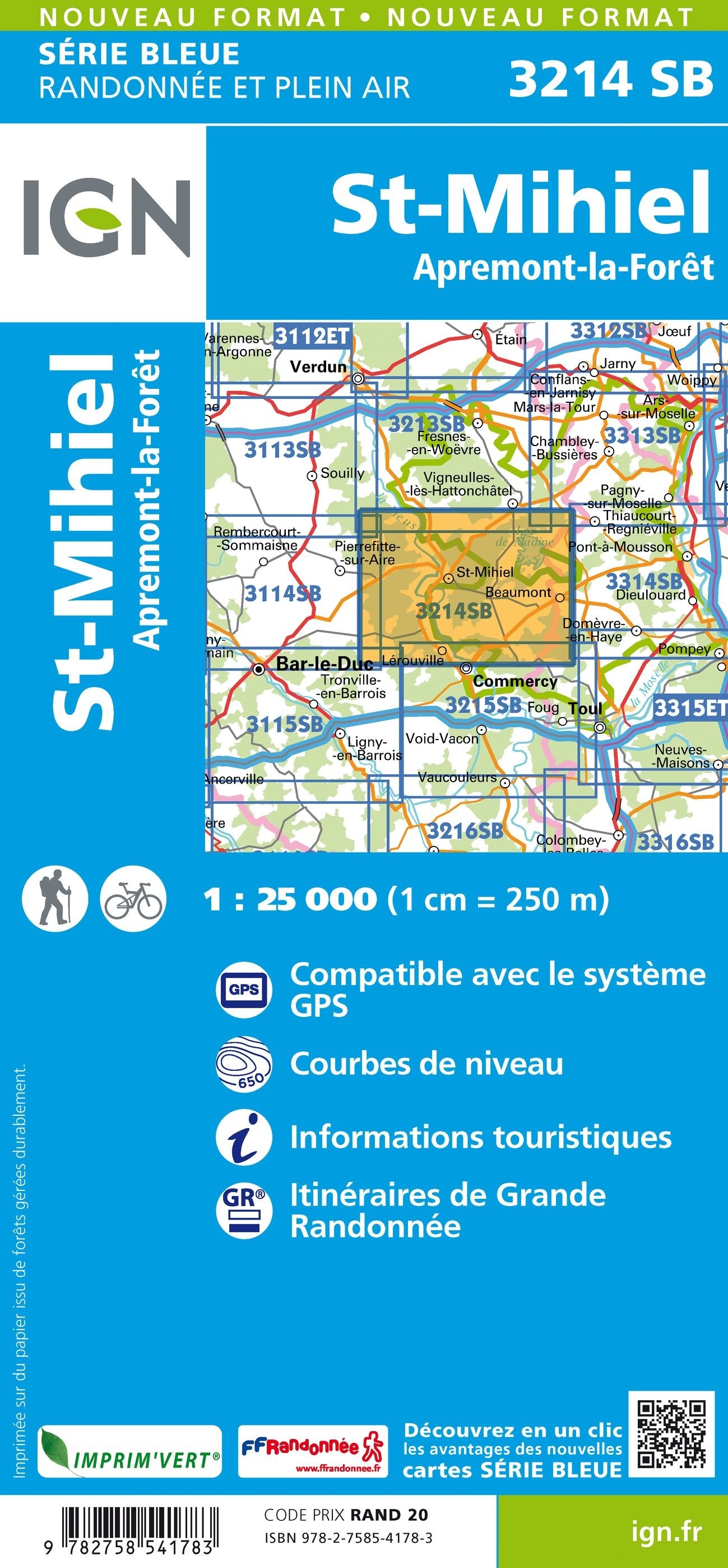 Carte randonnée Saint Mihiel/Apremont la Forêt | série Bleue IGN