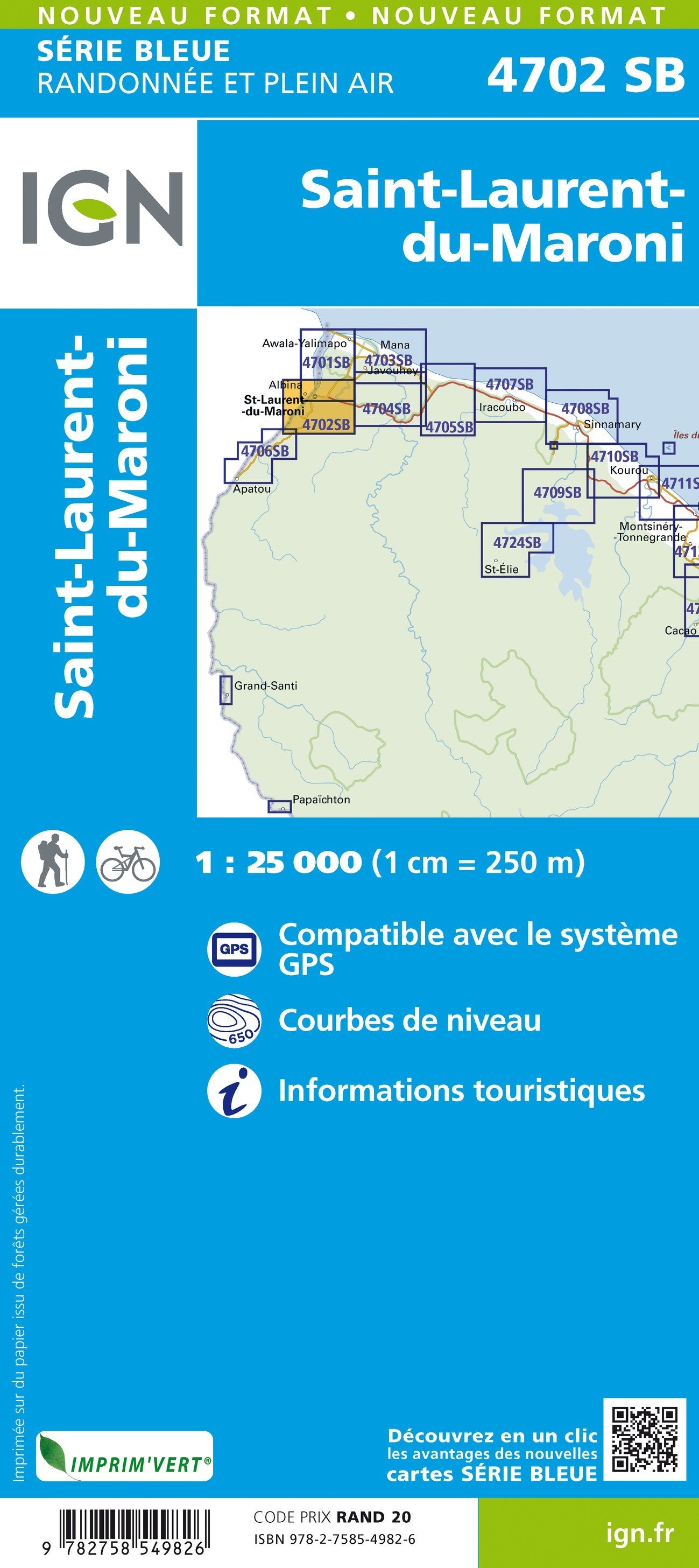 Carte randonnée Saint Laurent du Maroni (Guyane) | série Bleue IGN