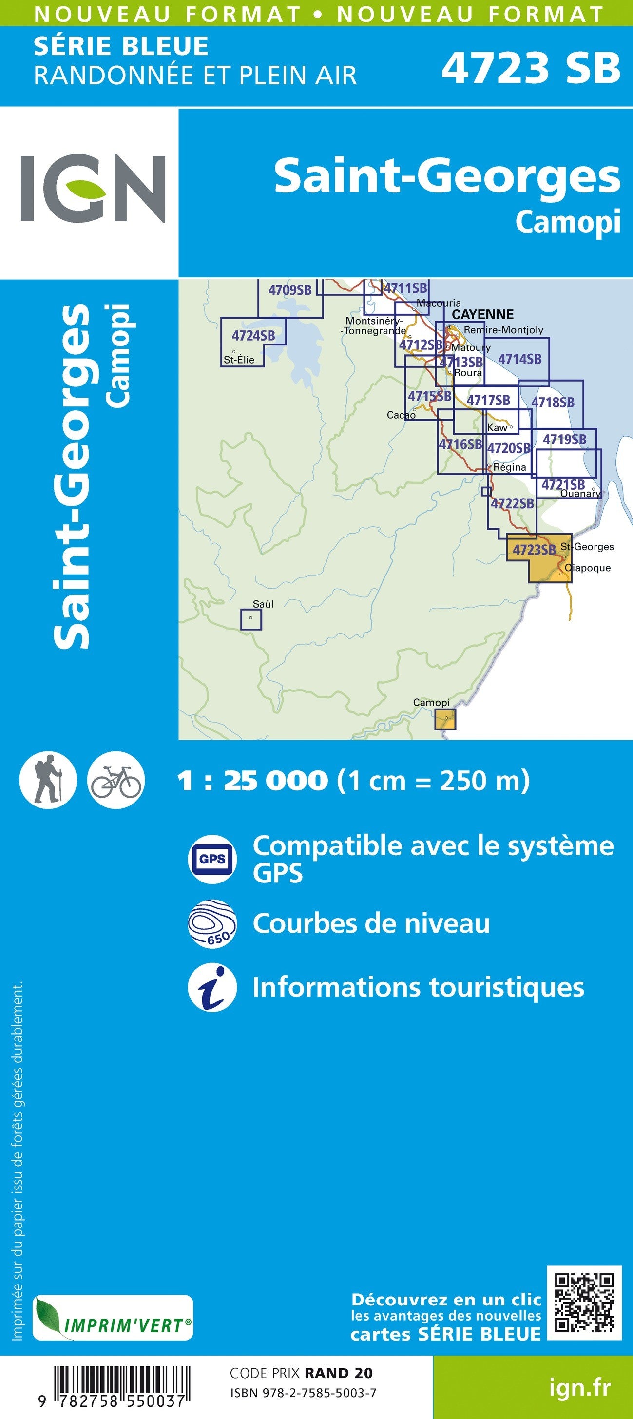 Carte randonnée Saint-Georges.Camopi.Ouanary (Guyane) | série Bleue IGN