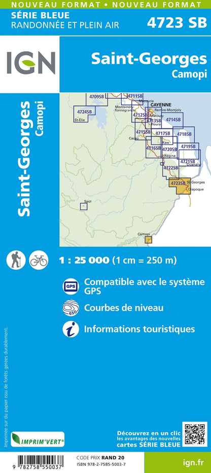 Carte randonnée Saint-Georges.Camopi.Ouanary (Guyane) | série Bleue IGN