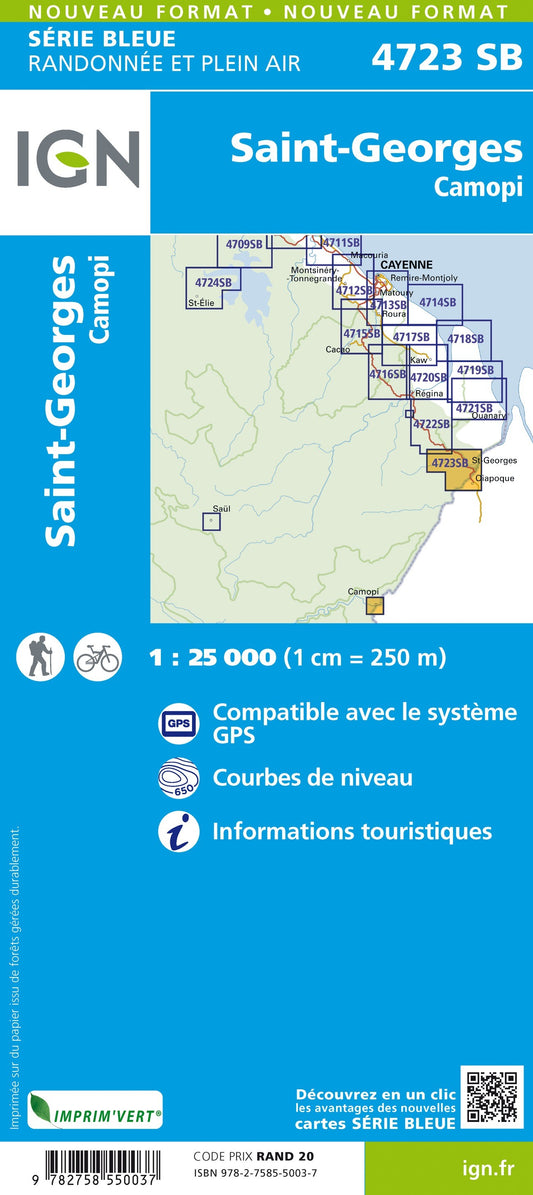 Carte randonnée Saint-Georges.Camopi.Ouanary (Guyane) | série Bleue IGN