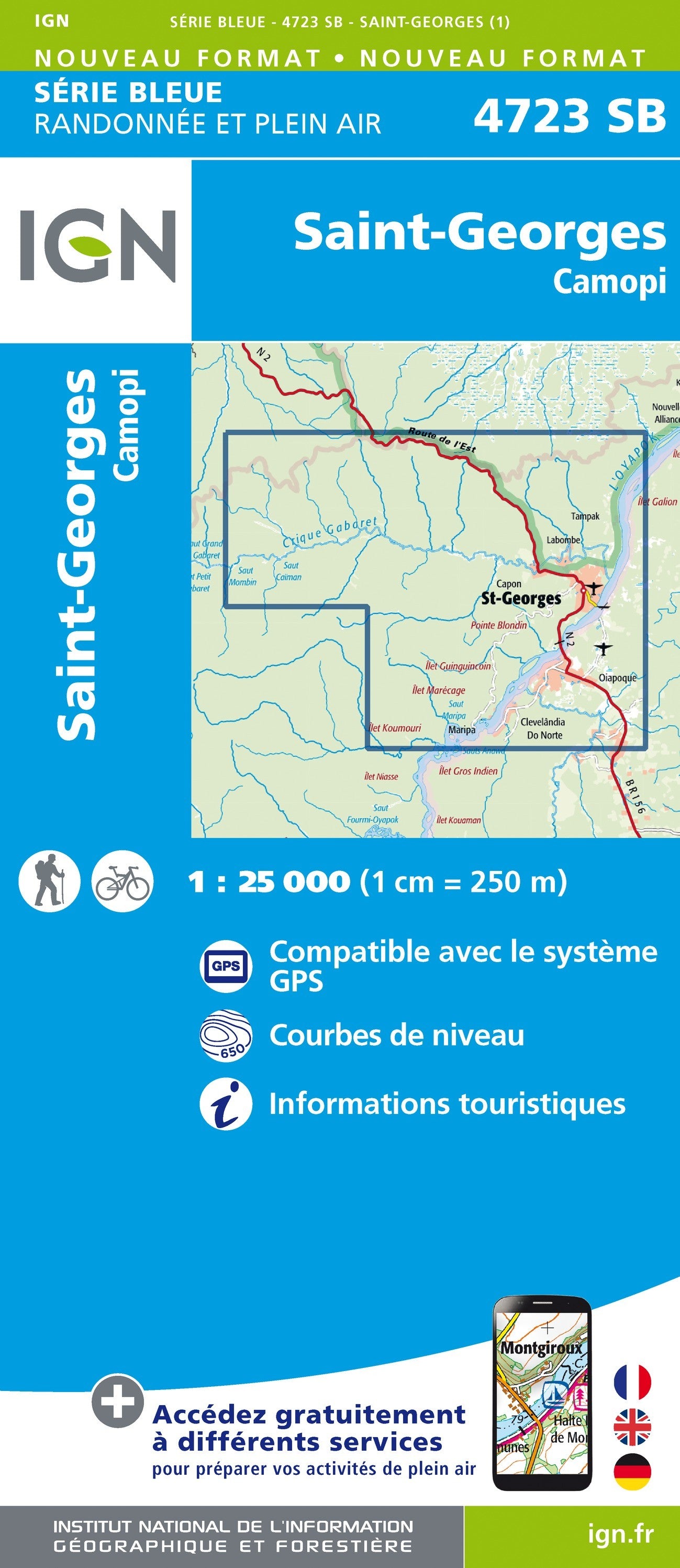 Carte randonnée Saint-Georges.Camopi.Ouanary (Guyane) | série Bleue IGN