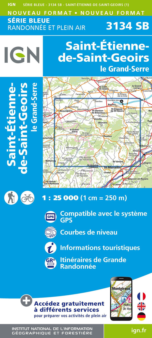 Carte randonnée Saint-Etienne de Saint-Geoirs/Le Grand Serre | série Bleue IGN