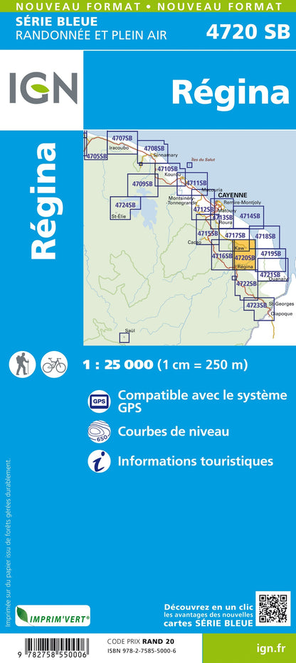 Carte randonnée Régina (Guyane) | série Bleue IGN