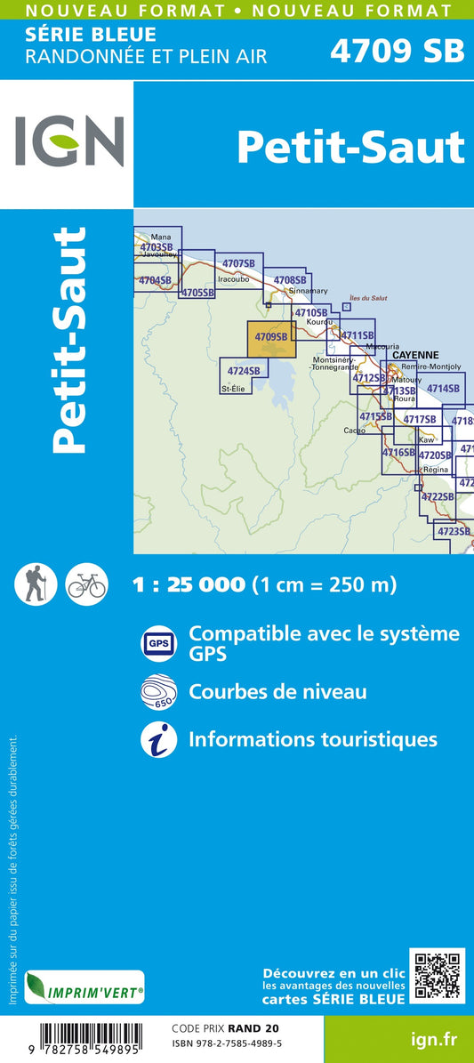 Carte randonnée Petit-Saut (Guyane) | série Bleue IGN