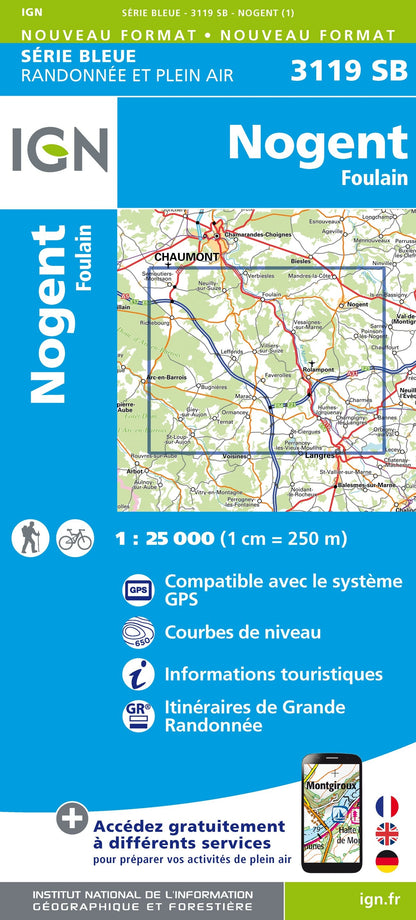 Carte randonnée Nogent/Foulain | série Bleue IGN