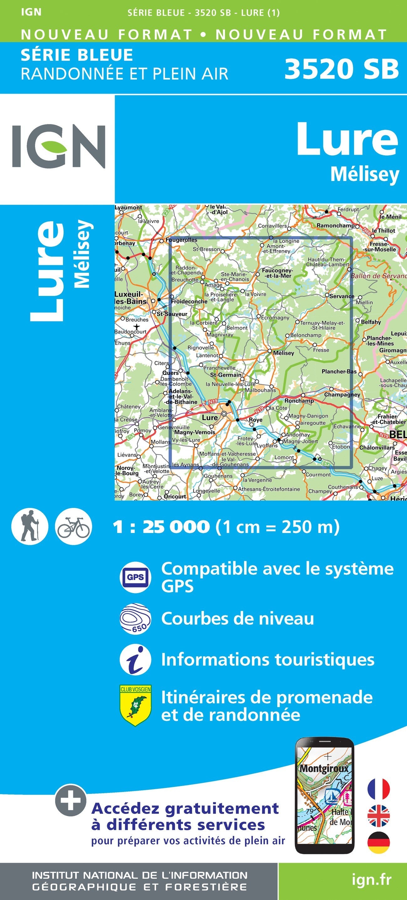 Carte randonnée Lure.Mélisey | série Bleue IGN