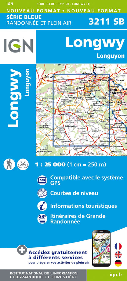 Carte randonnée Longwy/Longuyon | série Bleue IGN