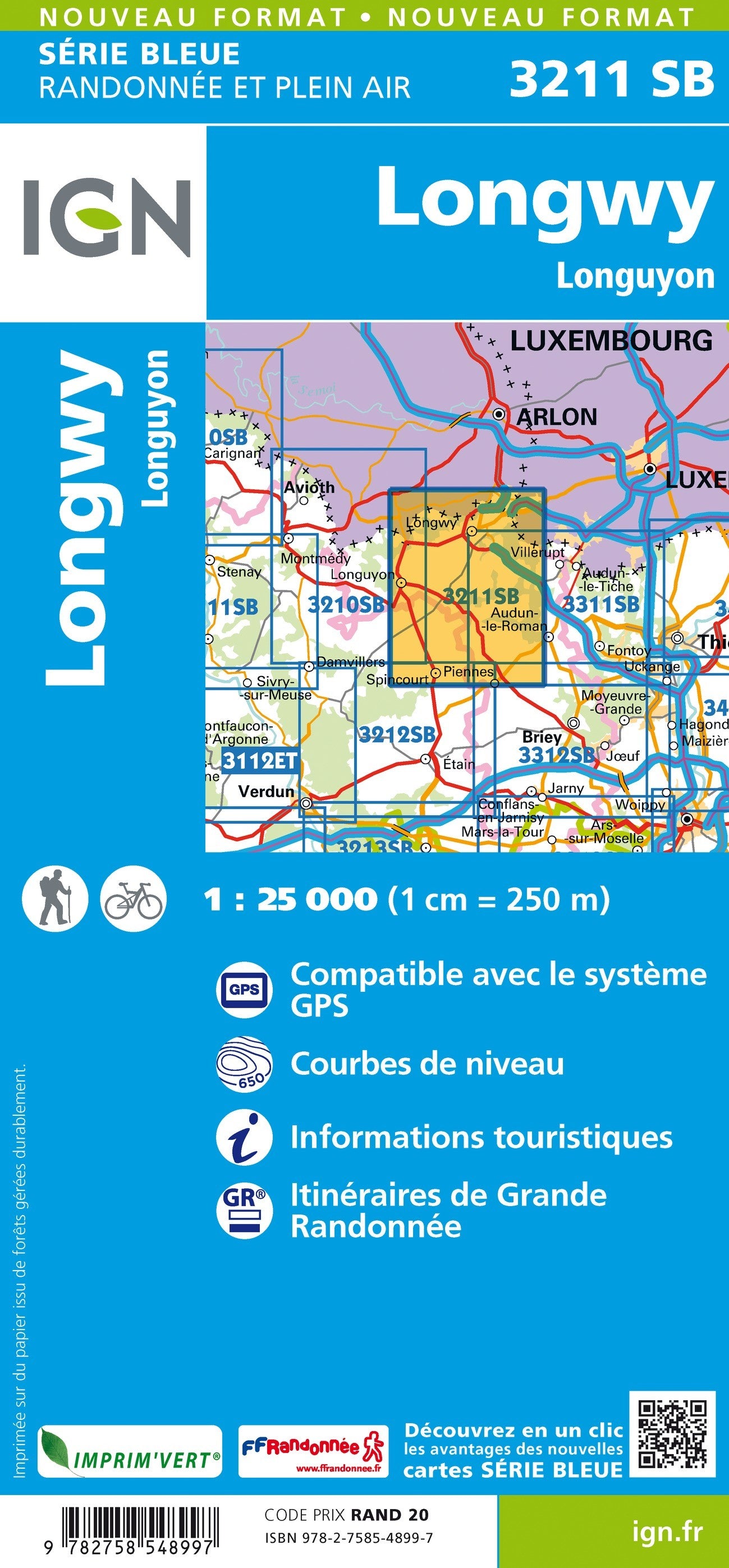 Carte randonnée Longwy/Longuyon | série Bleue IGN