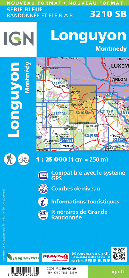 Carte randonnée Longuyon/Montmédy | série Bleue IGN