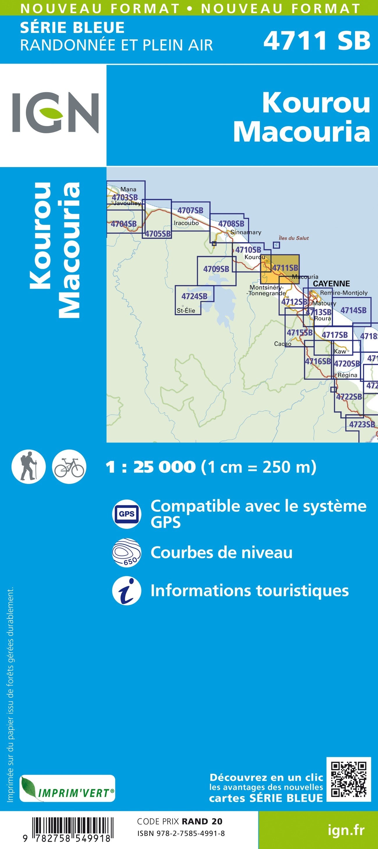 Carte randonnée Kourou.Macouria (Guyane) | série Bleue IGN