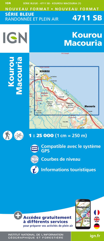 Carte randonnée Kourou.Macouria (Guyane) | série Bleue IGN