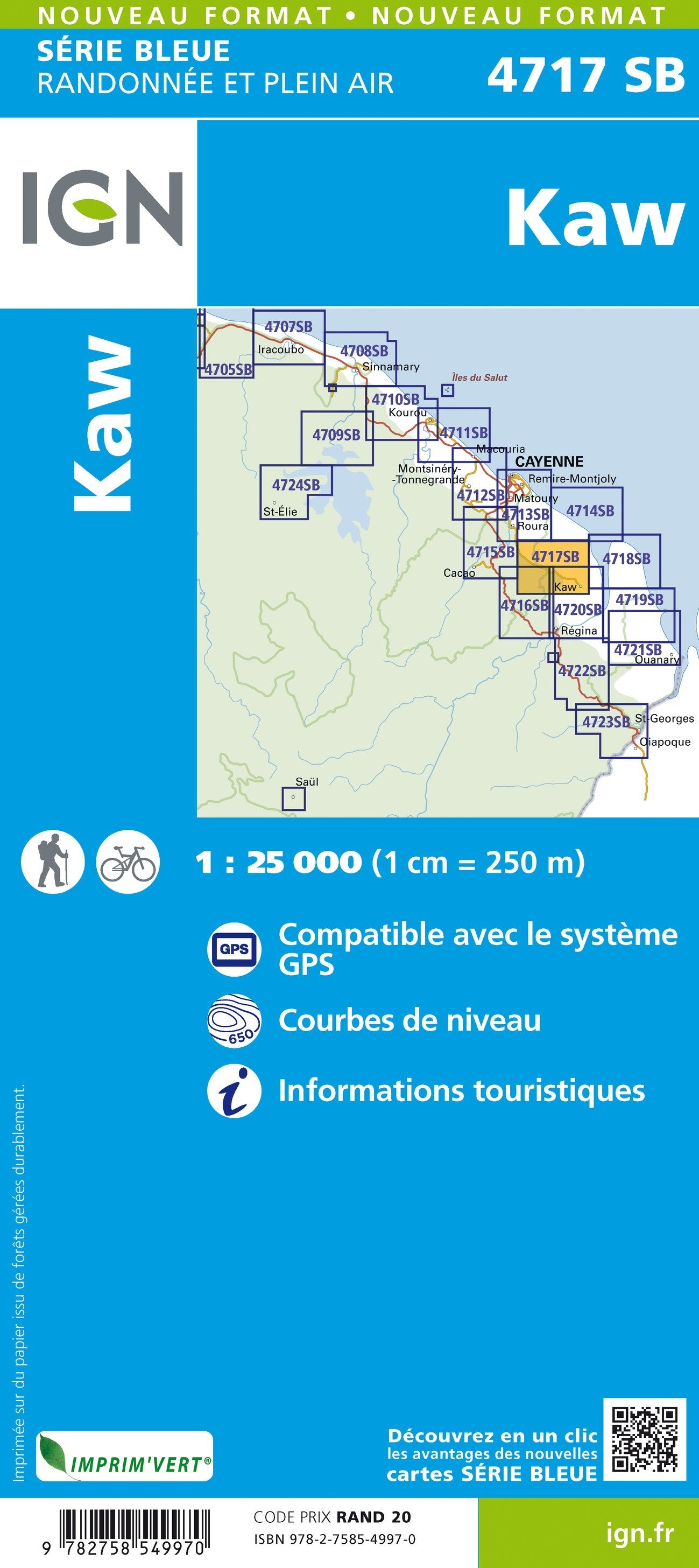 Carte randonnée Kaw (Guyane) | série Bleue IGN