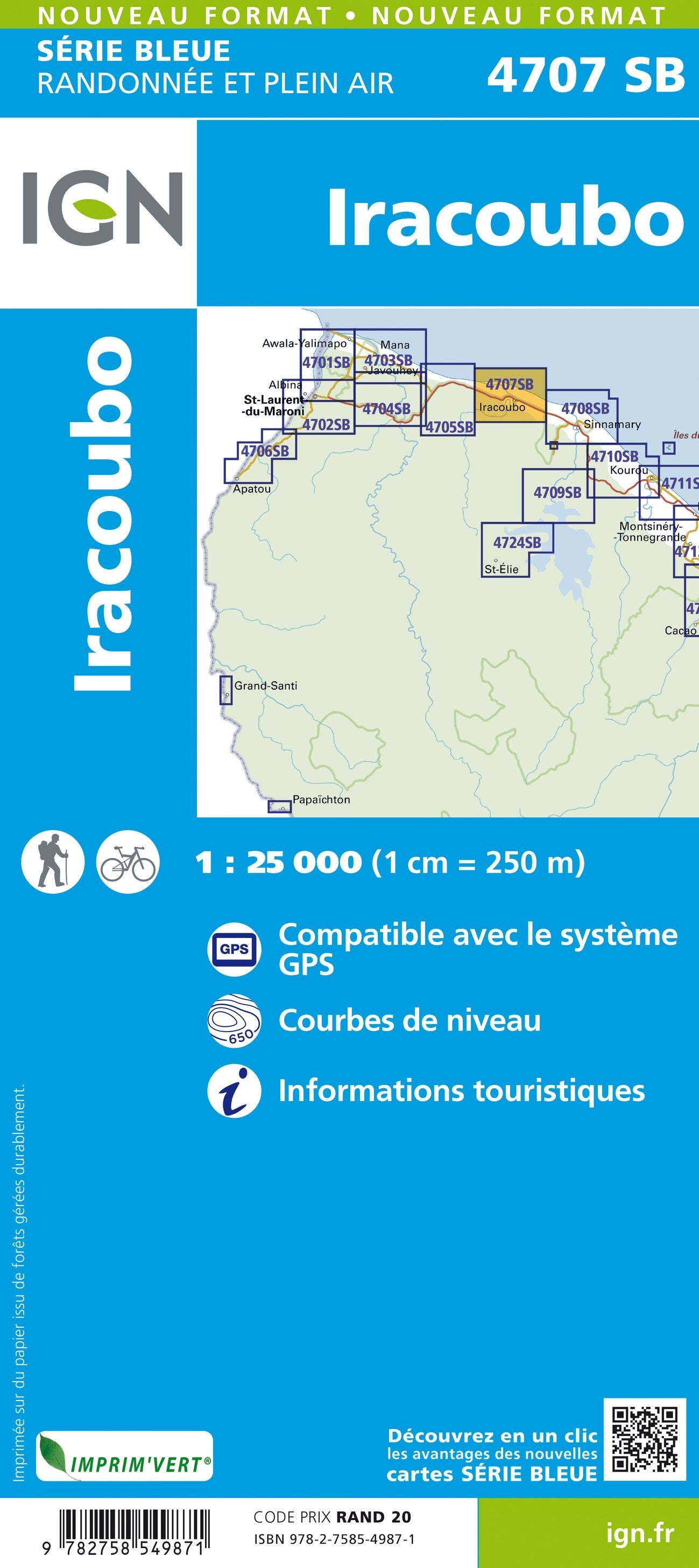 Carte randonnée Iracoubo (Guyane) | série Bleue IGN