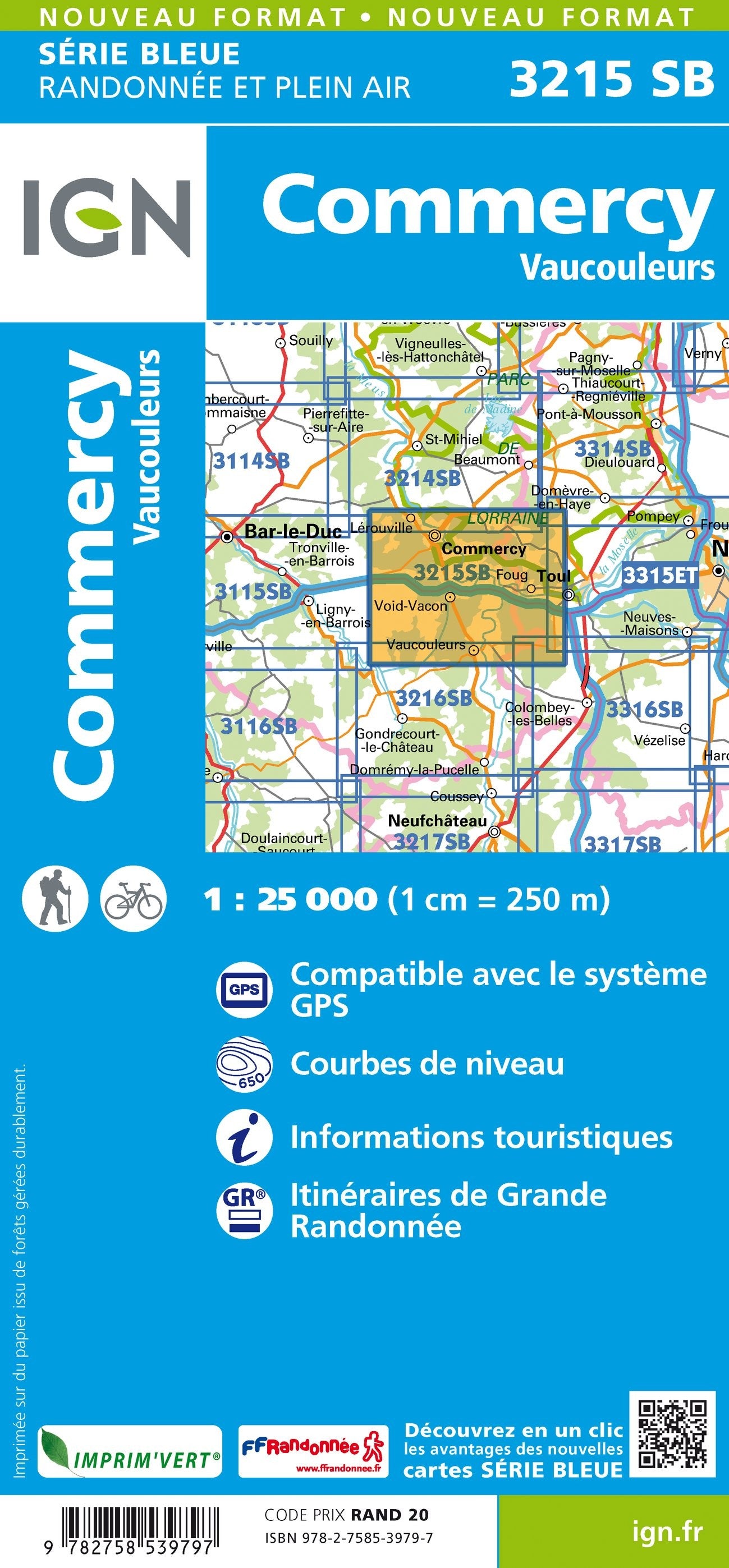 Carte randonnée Commercy/Vaucouleurs | série Bleue IGN