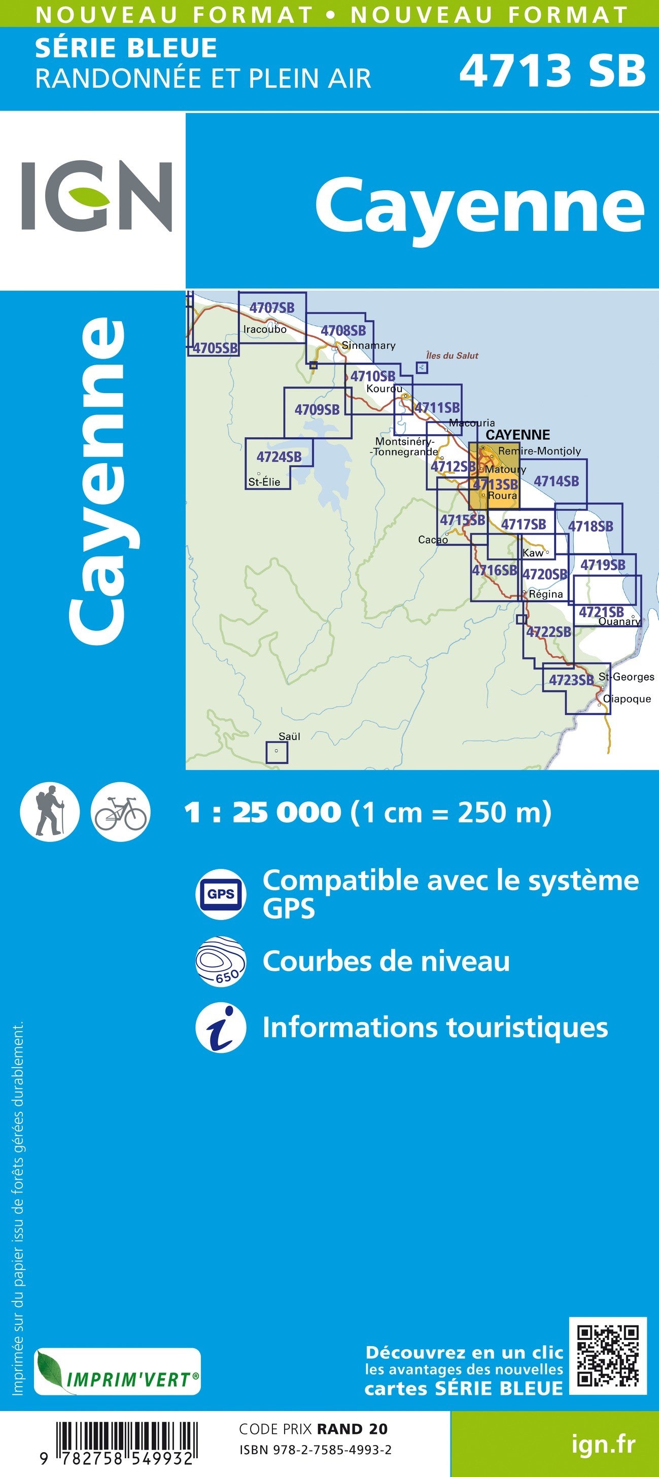 Carte randonnée Cayenne (Guyane) | série Bleue IGN