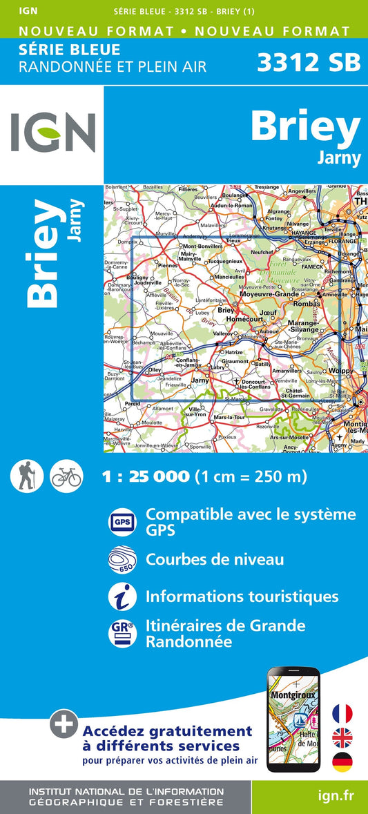 Carte randonnée Briey/Jarny | série Bleue IGN