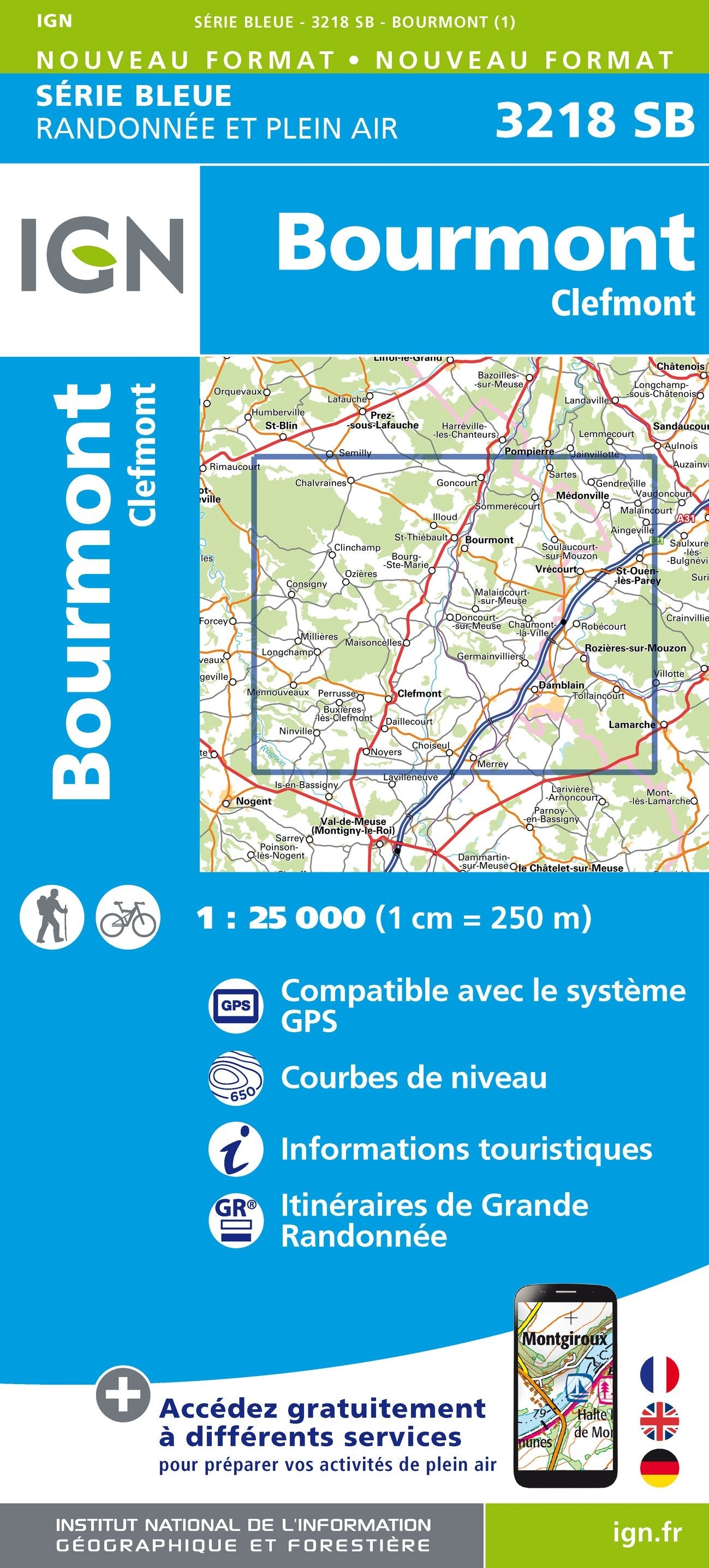 Carte randonnée Bourmont / Clefmont | série Bleue IGN