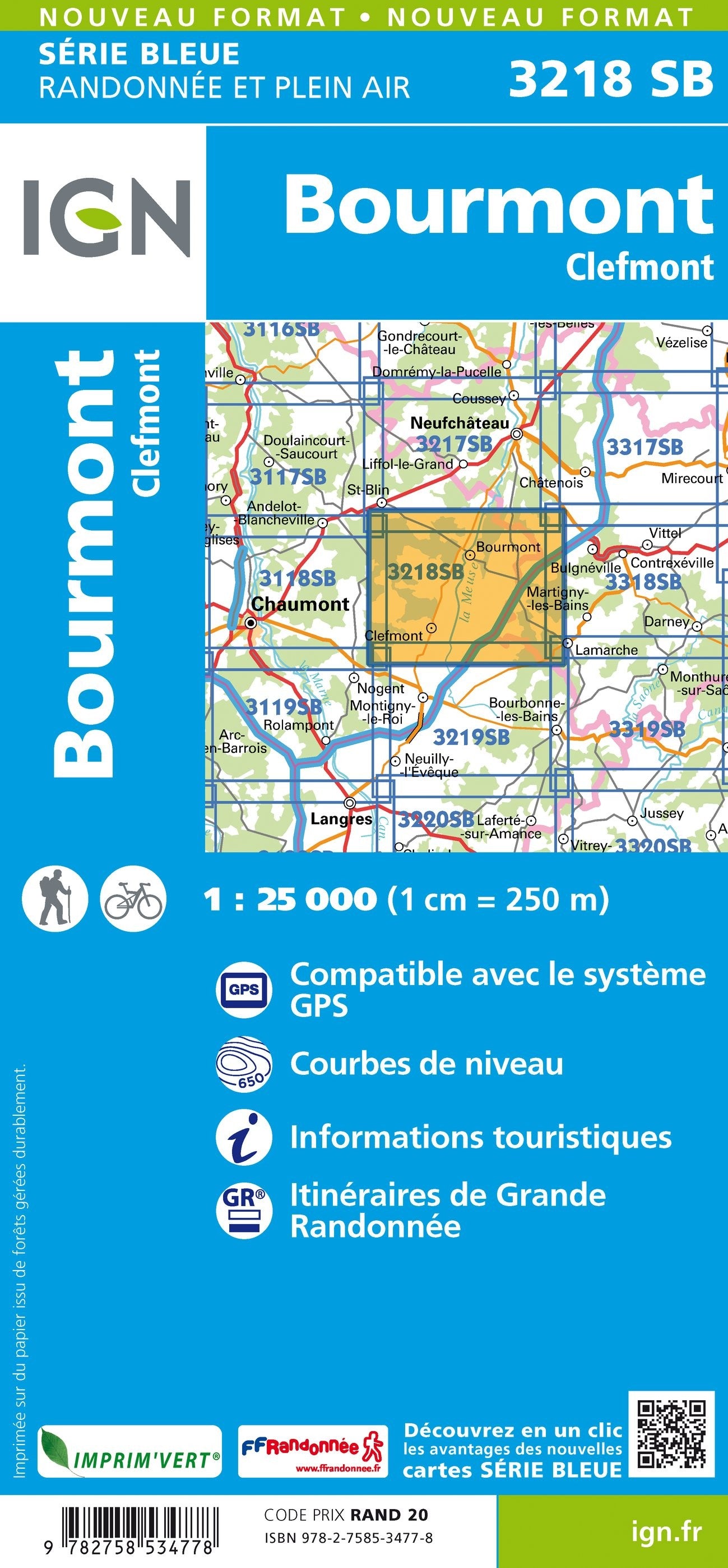 Carte randonnée Bourmont / Clefmont | série Bleue IGN