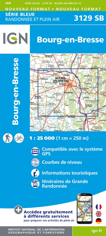 Carte randonnée Bourg en Bresse | série Bleue IGN