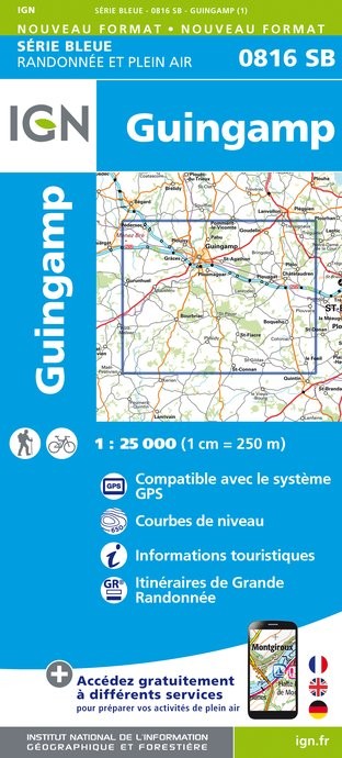 Carte randonnée Guingamp | série Bleue IGN