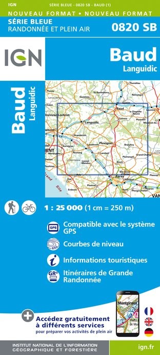 Carte randonnée Baud / Languidic | série Bleue IGN