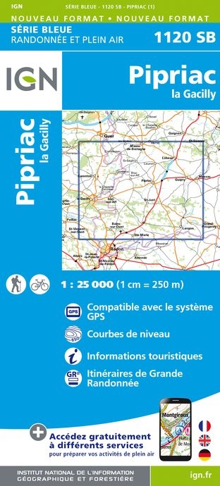 Carte randonnée Pipriac/La Gacilly | série Bleue IGN