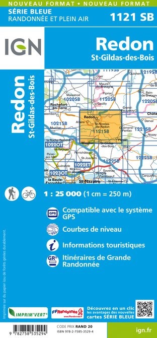 Carte randonnée Redon/St Gildas des bois | série Bleue IGN