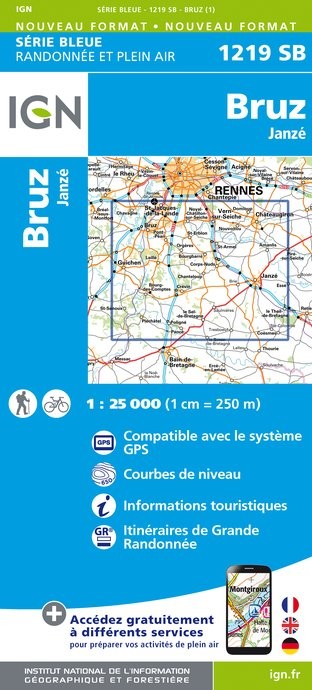 Carte randonnée Bruz/Janzé | série Bleue IGN