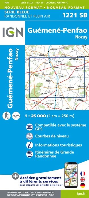 Carte randonnée Guemené/Penfao/Nozay | série Bleue IGN