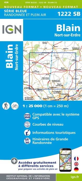 Carte randonnée Blain/Nort sur Erdre | série Bleue IGN