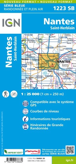 Carte randonnée Nantes/Saint-Herblain | série Bleue IGN